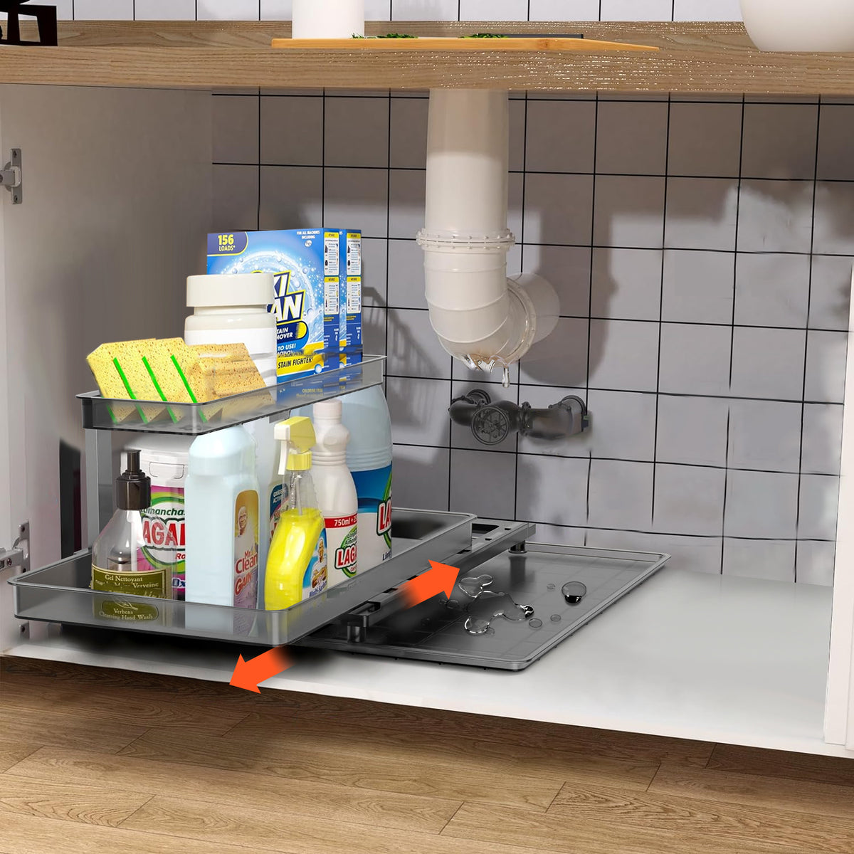 2-tier pull-out under-sink organizer