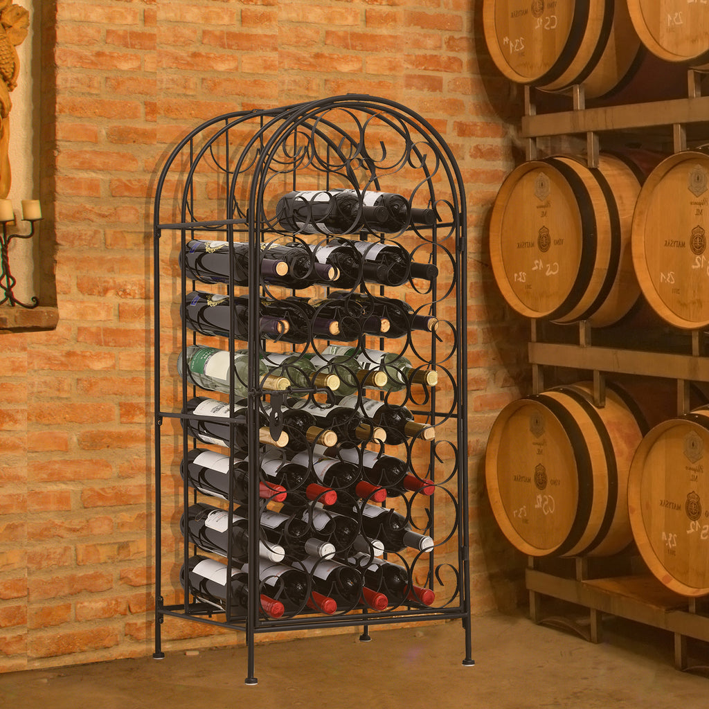 35 Bottle Wrought Iron Wine Rack Cabinet With Lock Black - Additional Product View 8