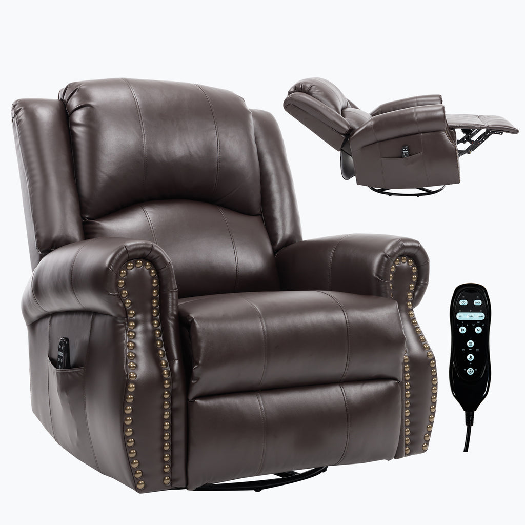 Heat Massage Manual Recliner Chair with Rocker and Swivel in Fabric for Living - Image 5