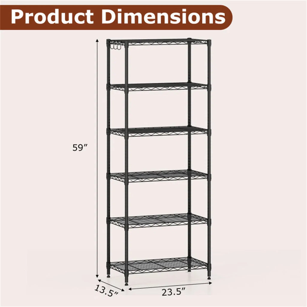 6 Tier Heavy Duty Metal Wire Shelving Unit 900 lbs Capacity Tall Storage Rack - Image 4