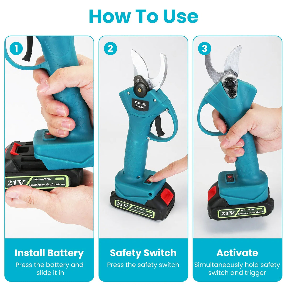 4 in 1 Cordless Pole Pruning Shears and Electric Chainsaw Set with Extension Pole - Additional Product View Pole Pruning Shears