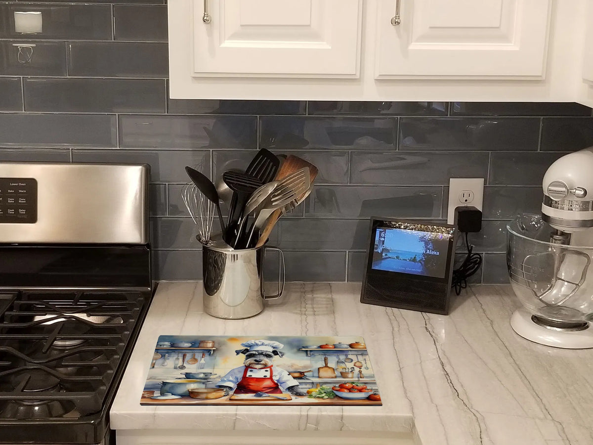 NEW Schnauzer The Chef Glass Cutting Board Decorative Tempered Glass Kitchen - Image 2
