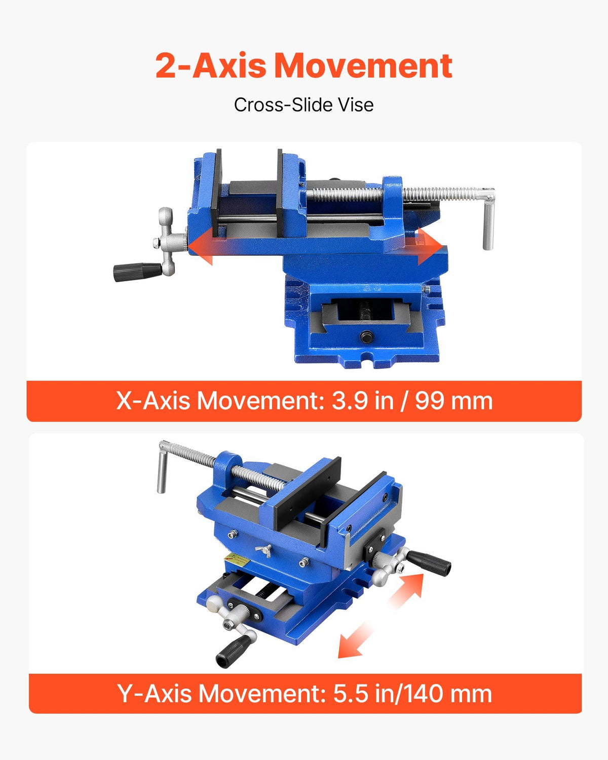Cross Slide Drill Press Vise 4 Inch Jaw Width 2 Way Axis Bench Opening - In-Use and Feature Display