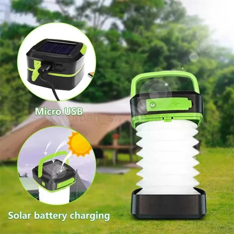 Solar Camping Lantern Rechargeable Foldable Waterproof 3 Mode LED Power Bank - Image 4