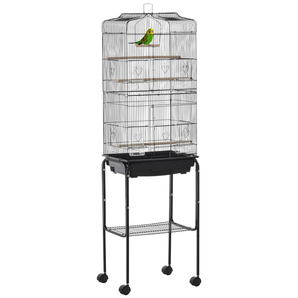 62" Rolling Bird Cage Cockatoo House Play Top Finch Pet Supply with Storage - Image 5