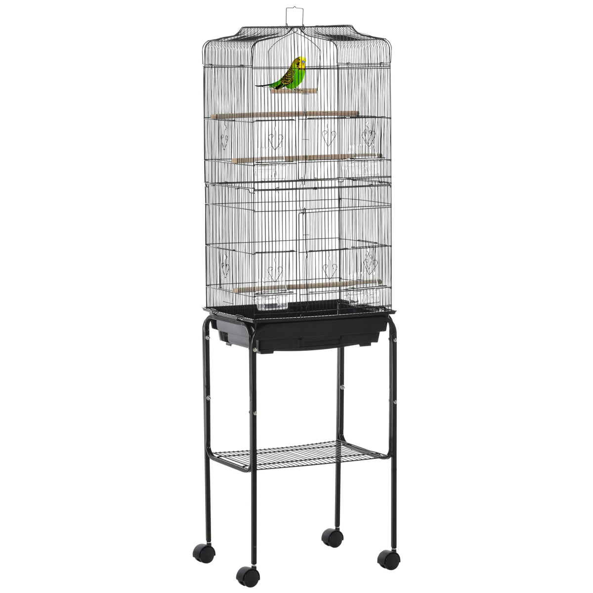 62" Rolling Bird Cage Cockatoo House Play Top Finch Pet Supply with Storage - Image 5