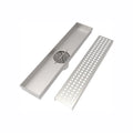 12 Inch Linear Shower Drain with Removable Square Patterned Grate 304