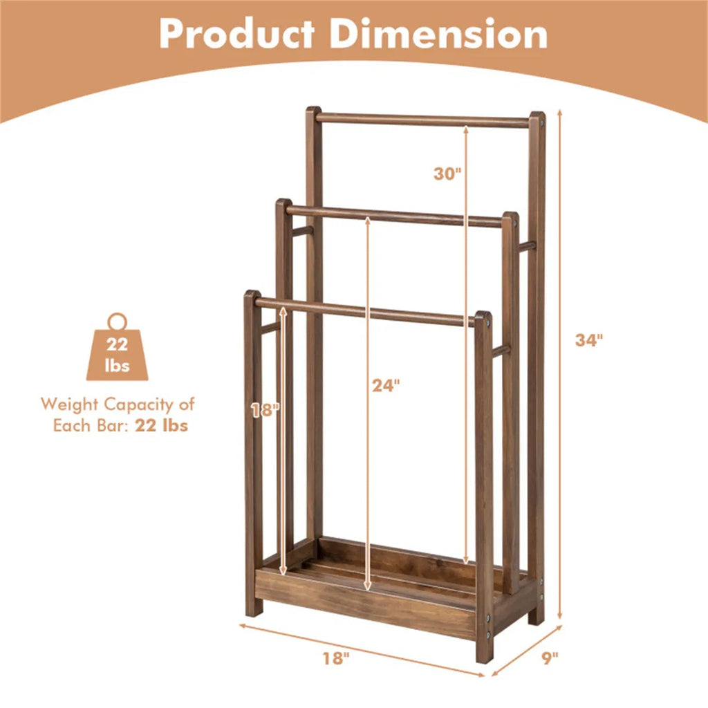 Vertical Towel Rack Brown - Angle and Detail View