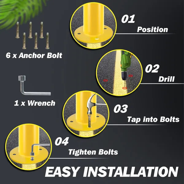 Safety Bollard Post 36 Inch Height Steel Bollards 3.5 Inch Diameter Parking - Image 2