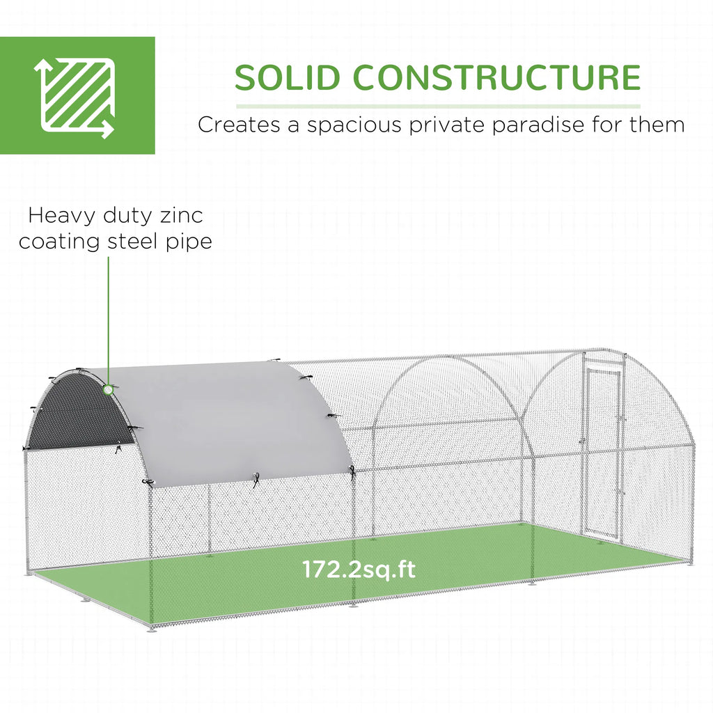 Galvanized Large Metal Chicken Coop Cage Walk in Enclosure Poultry Hen Run - Image 5
