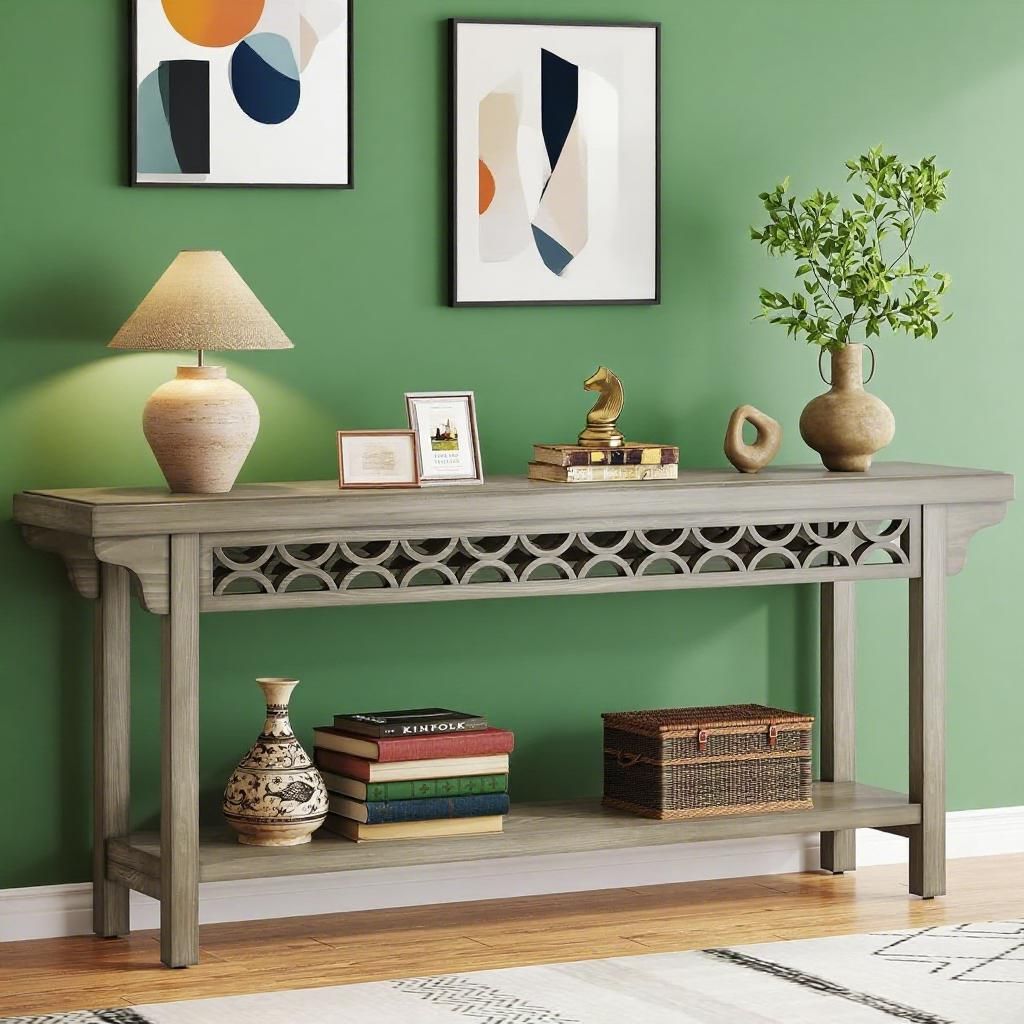 Gray Farmhouse Console Entryway Table