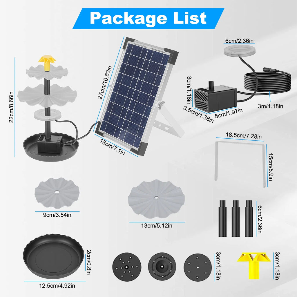 Solar Powered Water Fountain Pump with Battery Backup 6W Solar Panel IP68 - Image 3