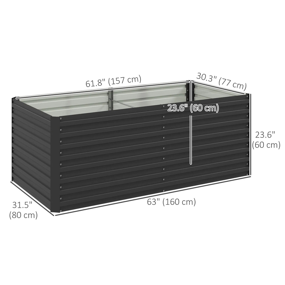 5' x 3' x 2' Raised Garden Bed Galvanized Planter Box for Growing Flowers - Image 5