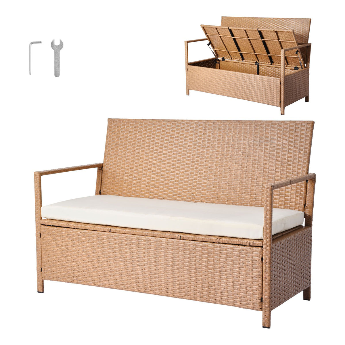 outdoor storage bench pe rattan main view