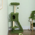 47" Tall Cat Tree Tower with Condo Ladder Scratching Posts and Hanging Ball Green