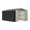 Outdoor Storage Shed 10x12 FT Utility Metal Tool Storage with Lockable Doors
