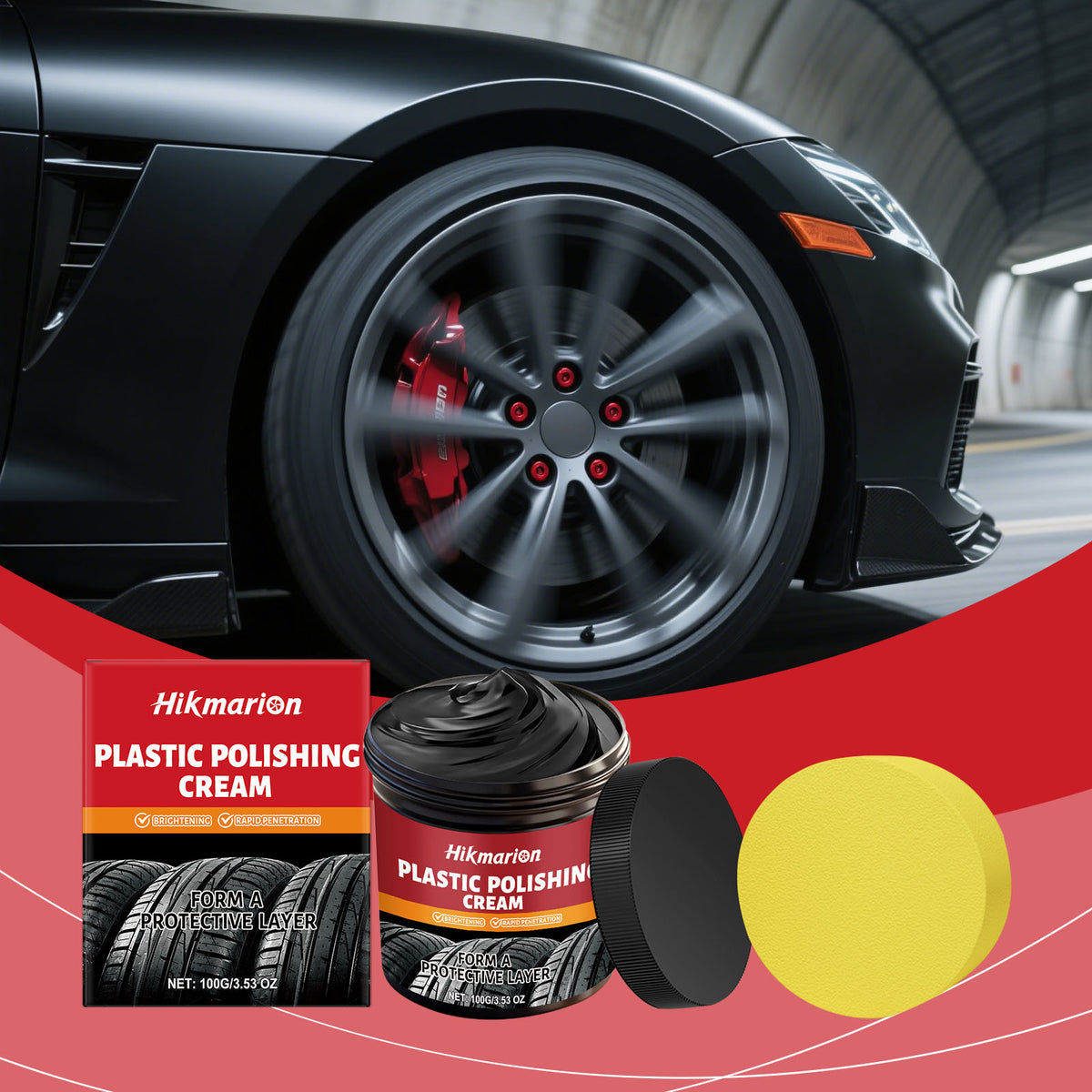 Plastic Polish Cream Car Trim Tire Restoration Cleaning Gloss Care Balm