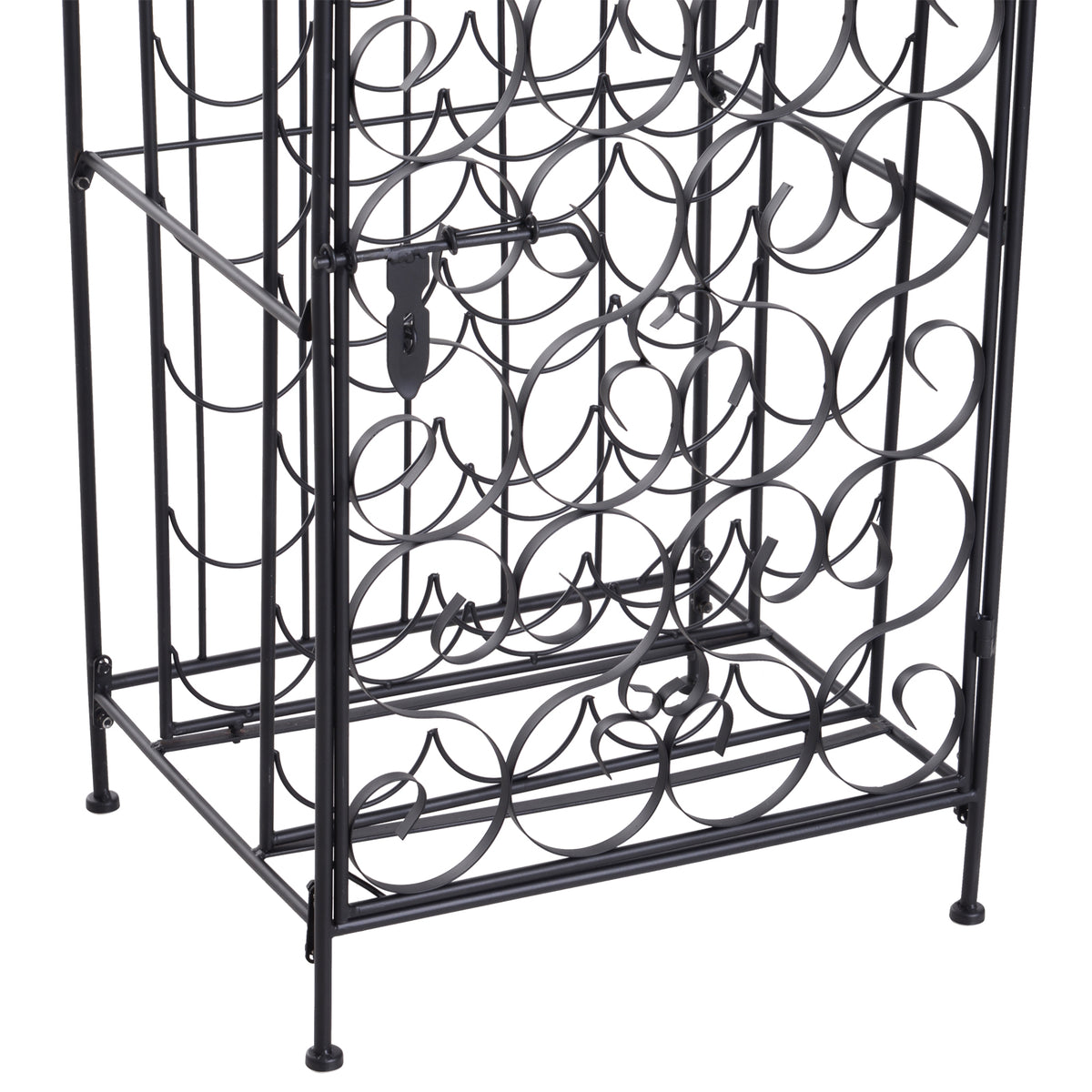 35 Bottle Wrought Iron Wine Rack Cabinet With Lock Black - Additional Product View 6