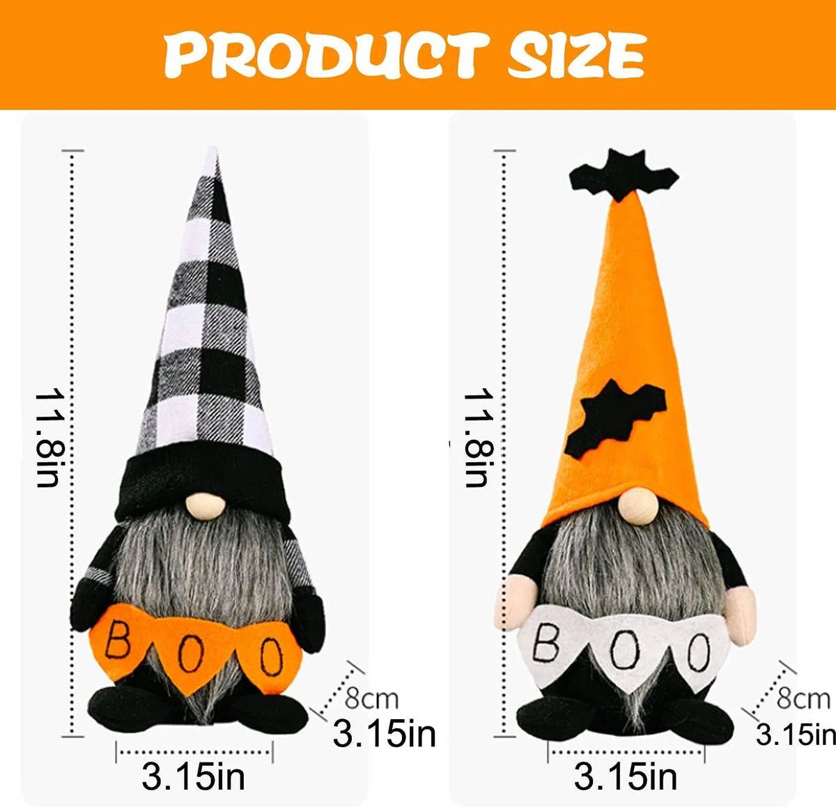 2 Pack Halloween Gnomes Plush Decor Handmade Witch Swedish Tomte Gnome Nisse - Image 2