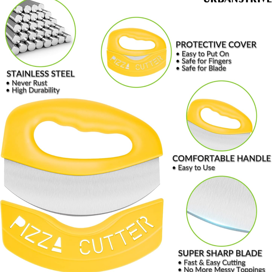 Heavy Duty Stainless Steel Pizza Cutter Rocker With Protective Blade Cover