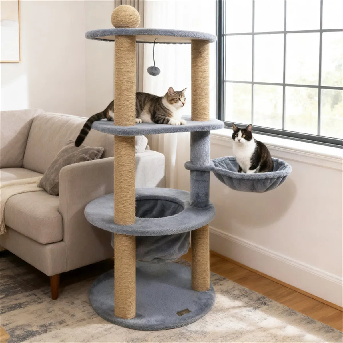 47" Cat Tower with Scratching Posts Multi Level Cat Tree for Relax & Play - Image 2