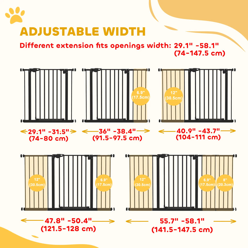 Pet Gate with Door Dog Gate and Barrier Indoor for Stairs Includes 7" 8" 12" - Image 3