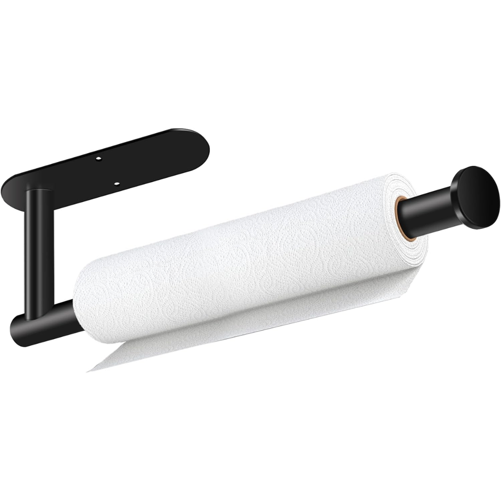 Black Self Adhesive Under Cabinet Paper Towel Holder Wall Mounted Roll - Image 5