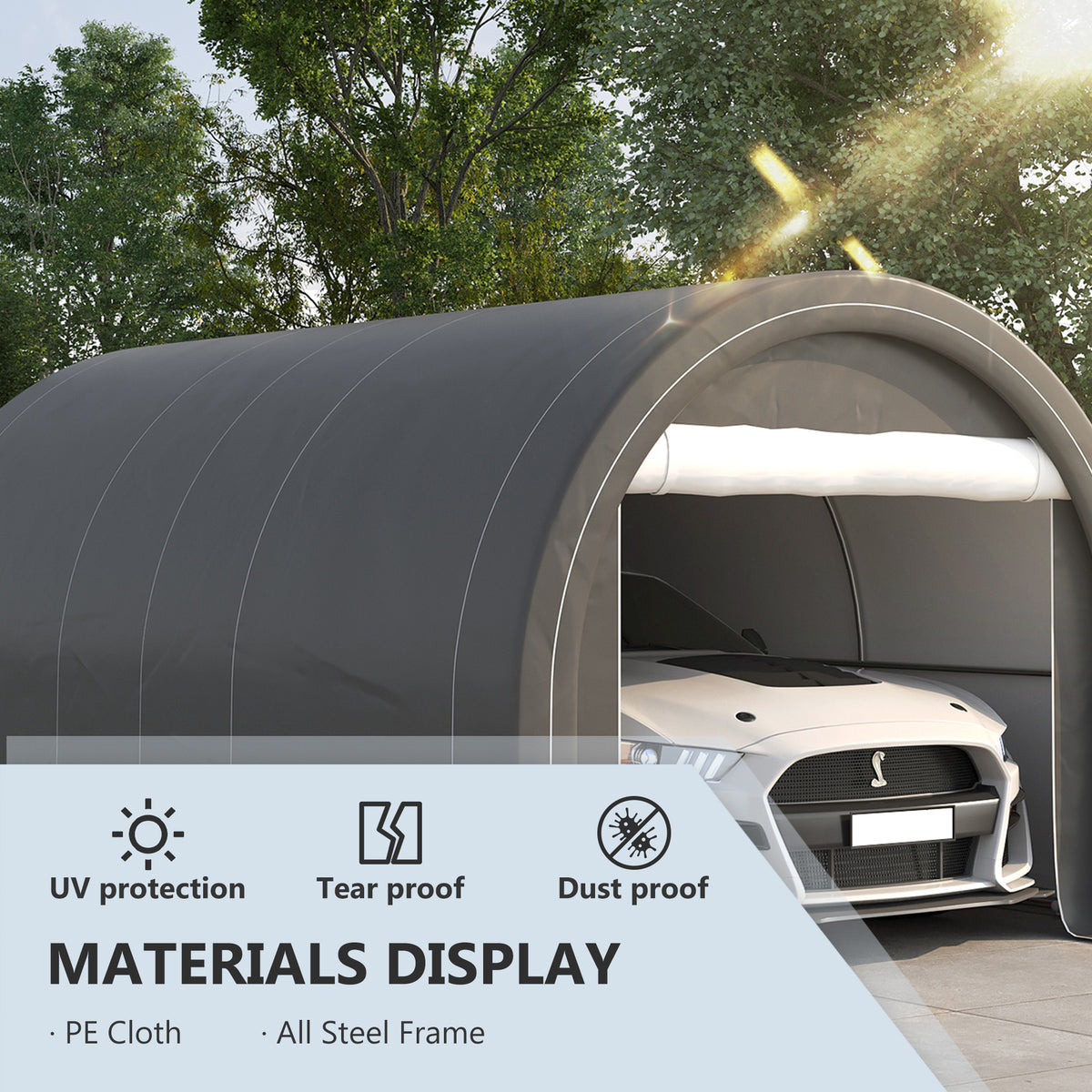 10' X 16' Carport Heavy Duty Portable Garage Storage Tent With Large Zippered - Image 3