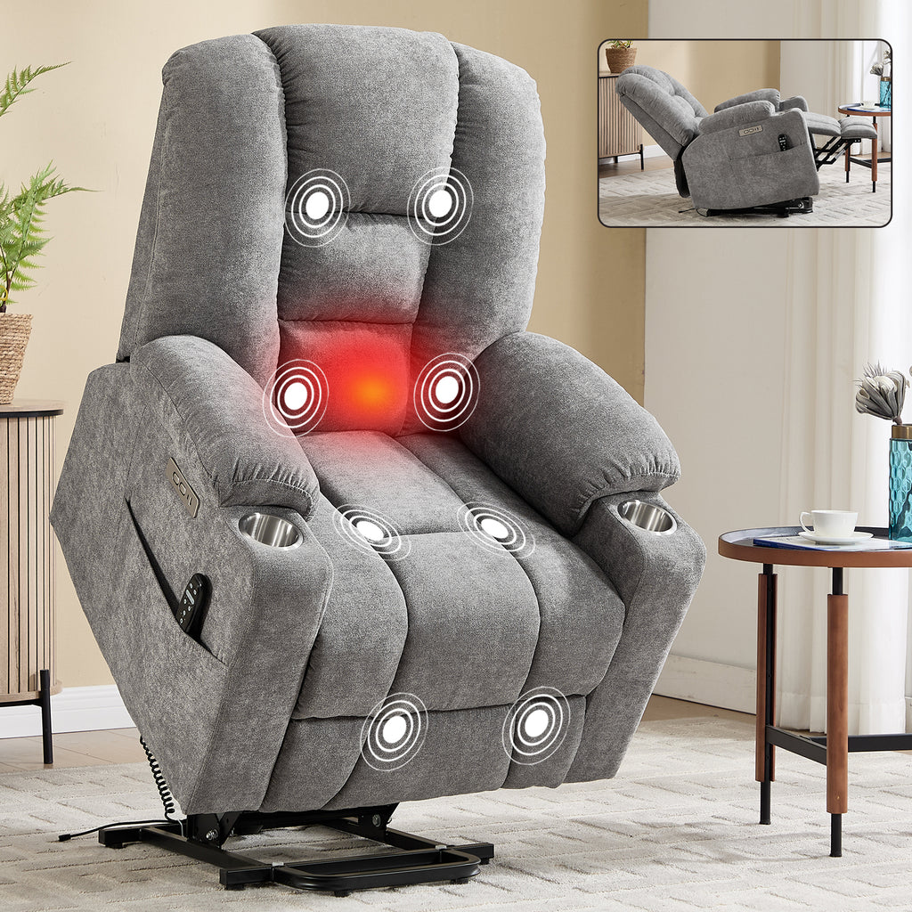 Power Lift Recliner Chair with Massage and Heat for Elderly Overstuffed Wide - Image 4
