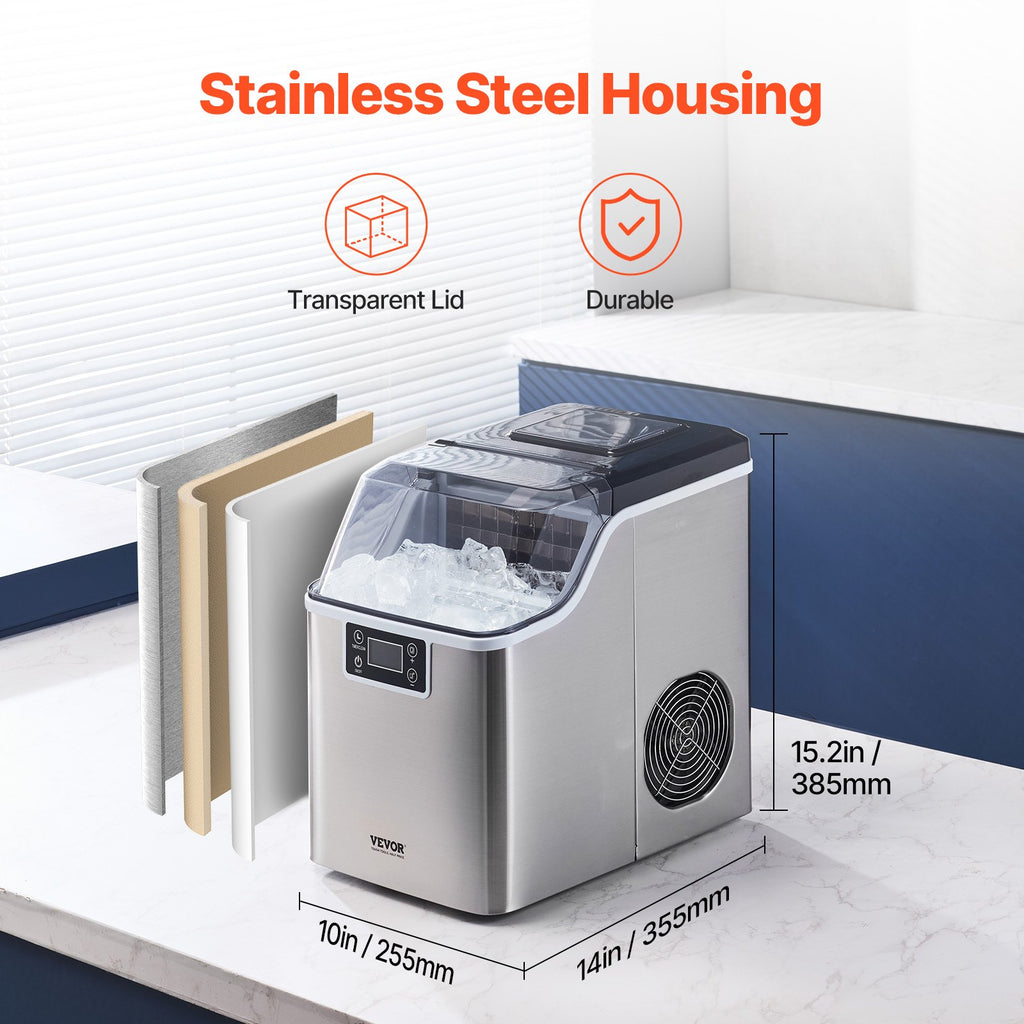Portable Countertop Ice Maker 45lbs 24H Self Cleaning With Scoop Basket Home Bar - Image 2