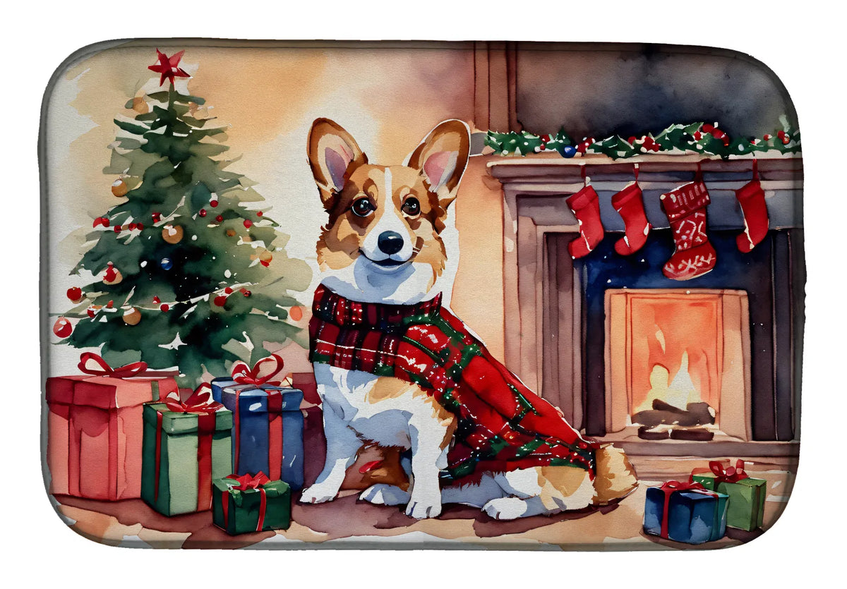 Corgi Cozy Christmas Dish Drying Mat Absorbent Dish Drying Mat Pad for Kitchen - Image 2