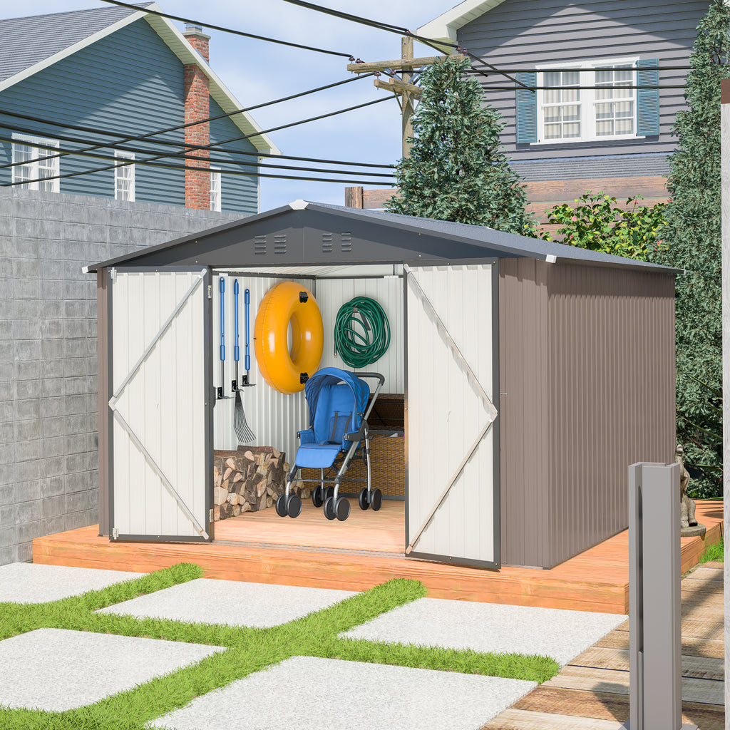 10' x 10' Metal Storage Shed for Ourdoor Steel Yard Shed with Design of - Image 3