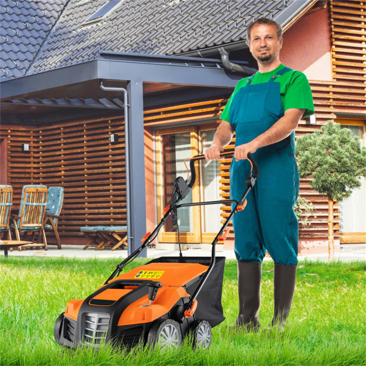 Corded Electric Lawn Dethatcher with 16 Inch Cutting Width Wear Resistant - Image 2