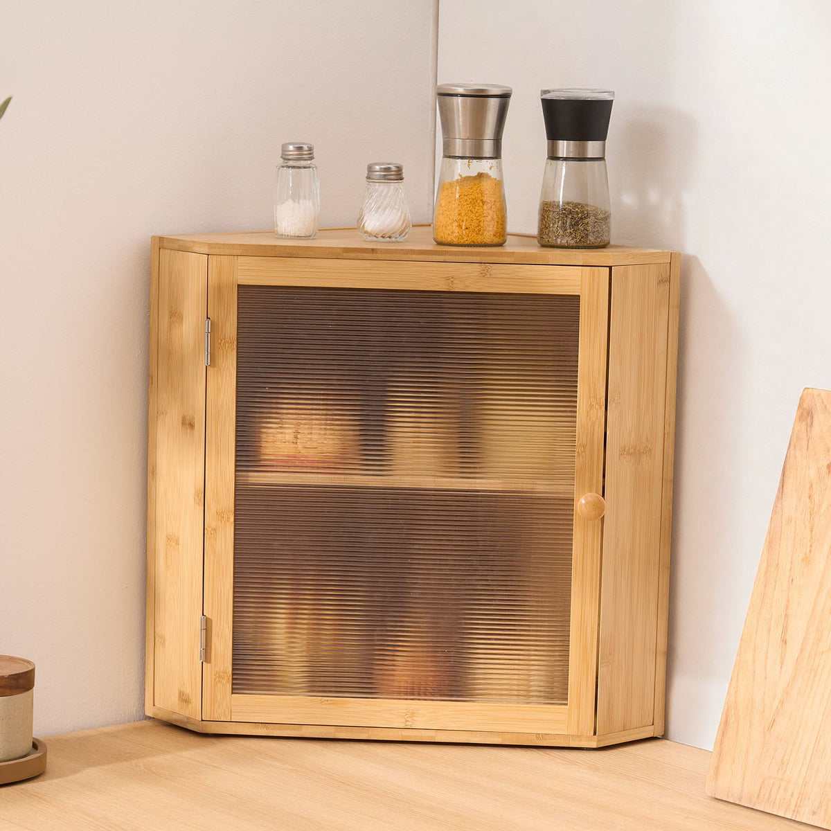 Corner Bread Box For Kitchen Counter Double Layer Bamboo Storage Container - Image 6