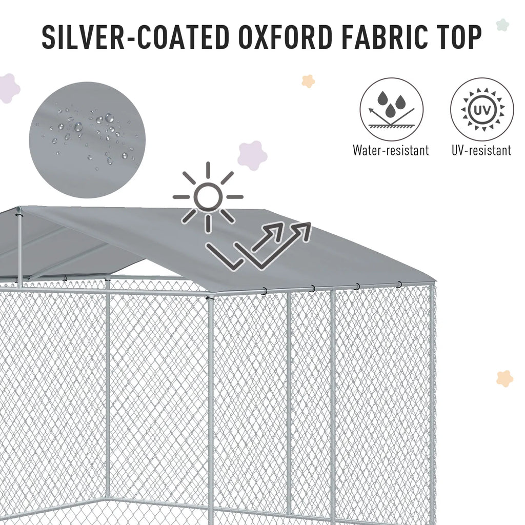 Dog Kennel Outdoor Run Fence with Roof Steel Lock Mesh Sidewalls for Backyard - Image 3