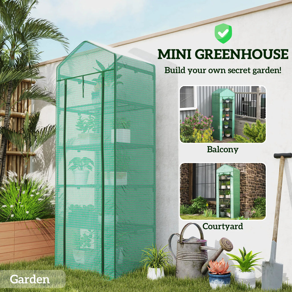 5 Tier Mini Greenhouse Portable Outdoor Flower Stand with Shelf Clips Indoor - Image 3