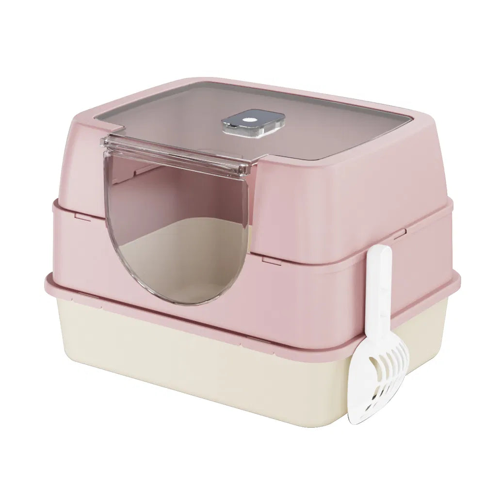 Enclosed Cat Litter Box Orange Odor Locking Spacious For Large Cats A