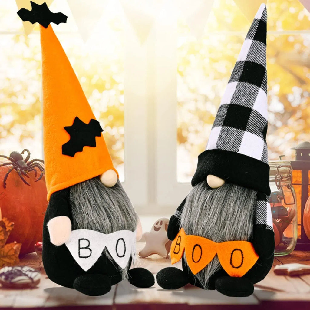 2 Pack Halloween Gnomes Plush Decor Handmade Witch Swedish Tomte Gnome Nisse