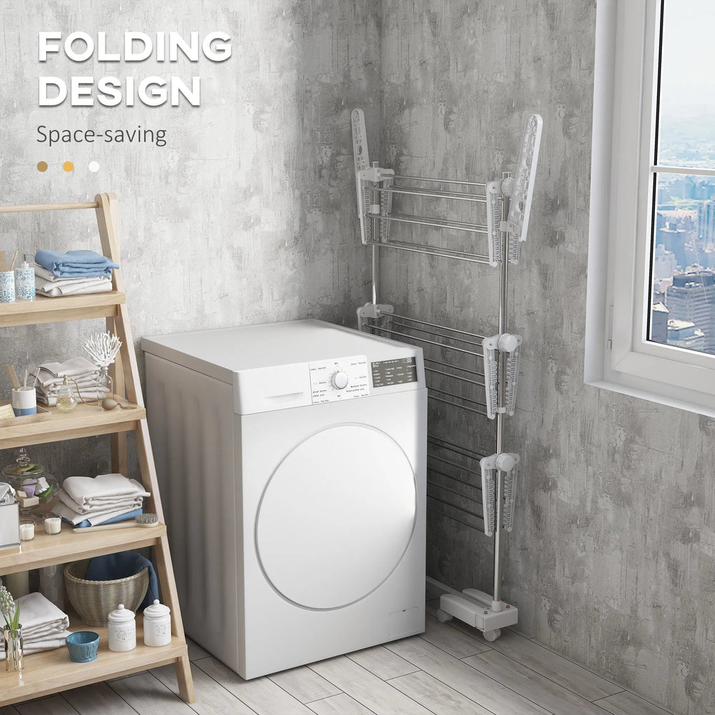 3 Tier Foldable Clothes Drying Rack Stainless Steel Laundry Rack with 2 Side - Image 5