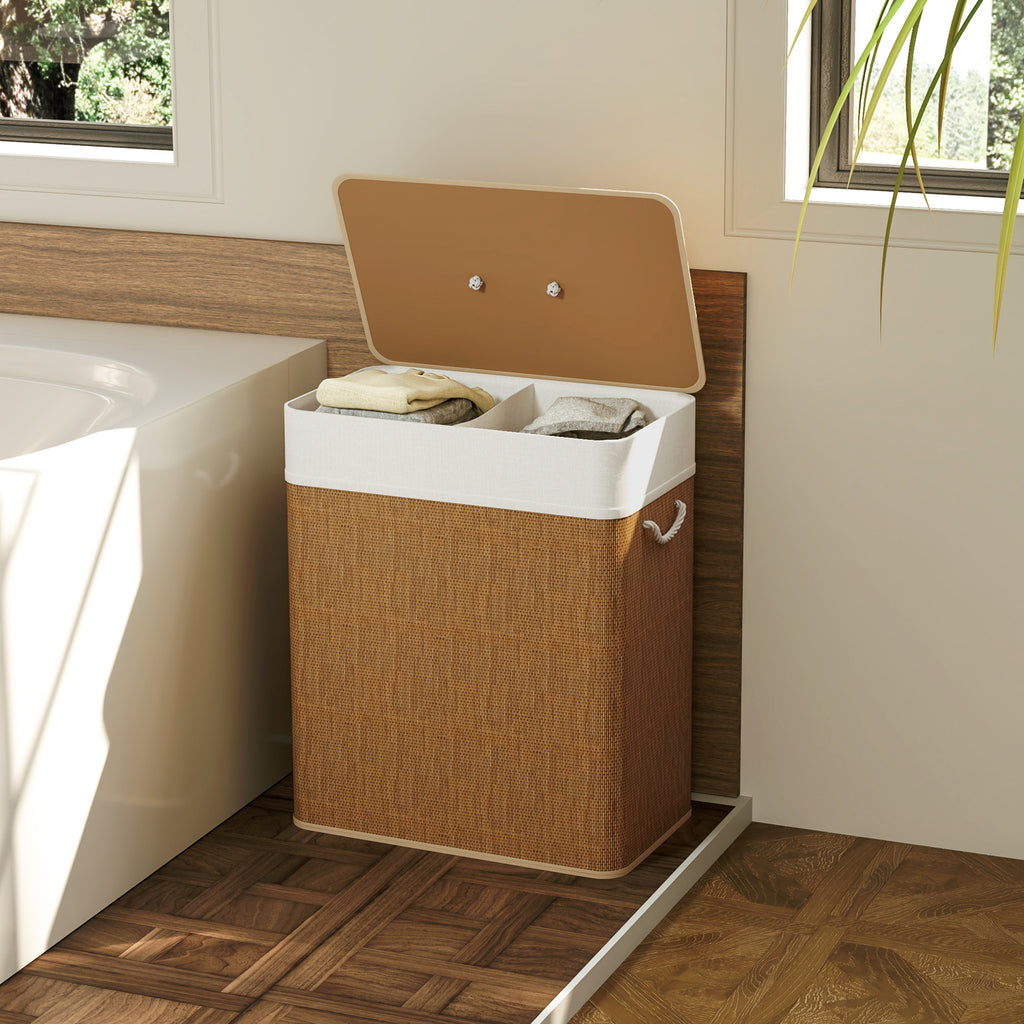 Double Laundry Hamper with Lid
