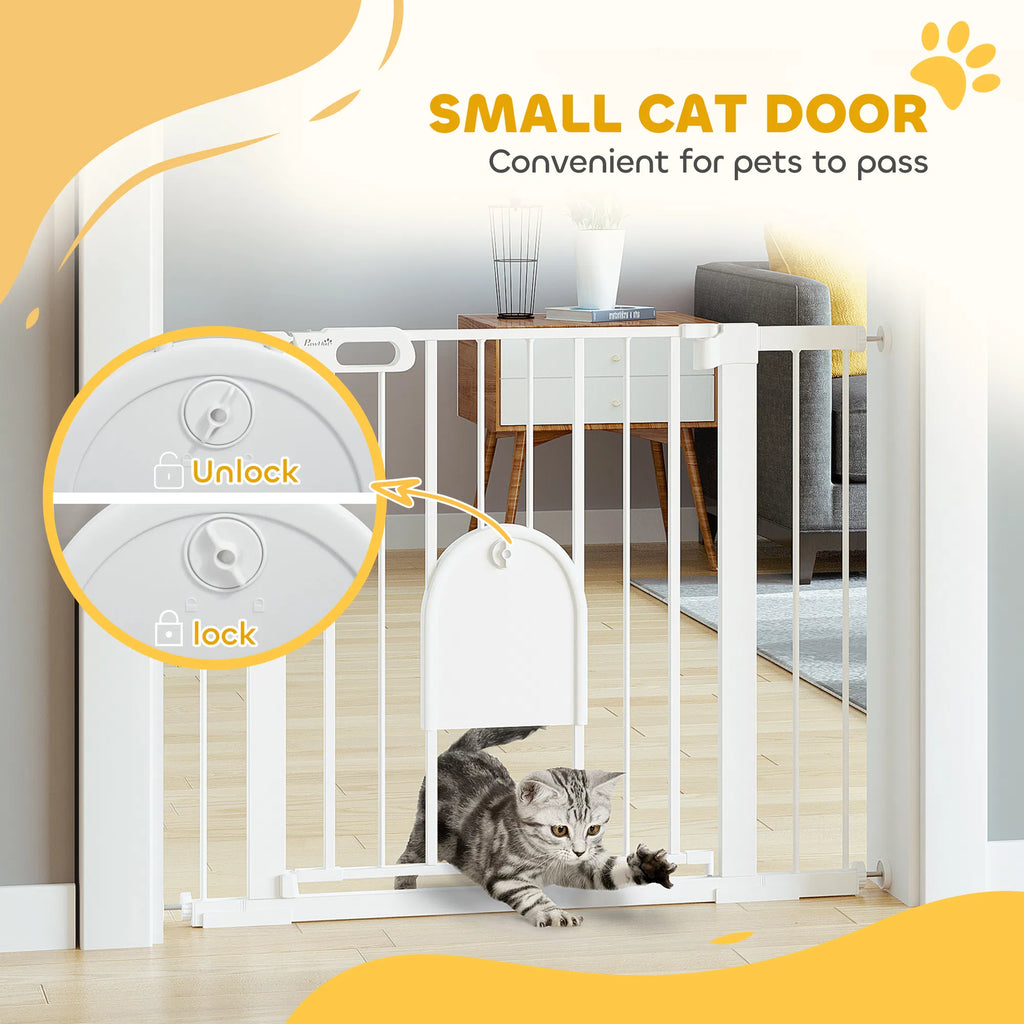 30" 41" Extra Wide Pet Gate Barrier with Small Door 30"H Dog Gate with Safety - Image 2