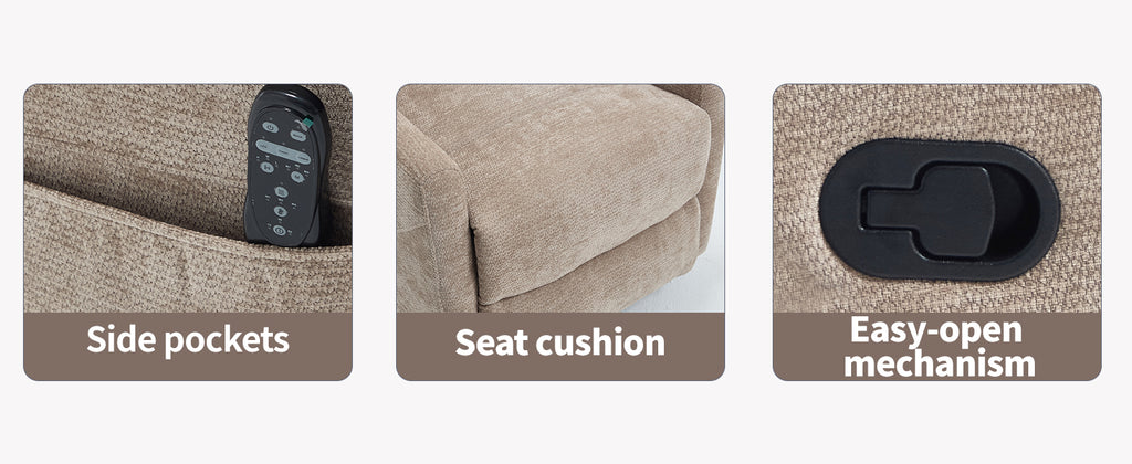 Heat Massage Manual Recliner Chair with Rocker and Swivel in Fabric for Living - Image 5