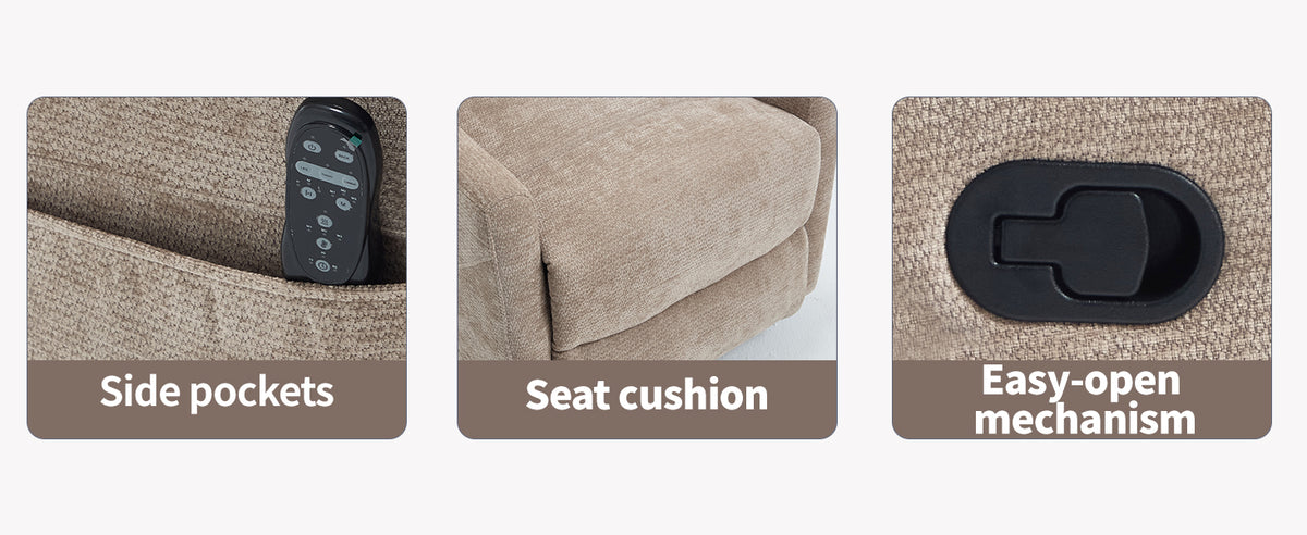 Heat Massage Manual Recliner Chair with Rocker and Swivel in Fabric for Living - Image 5