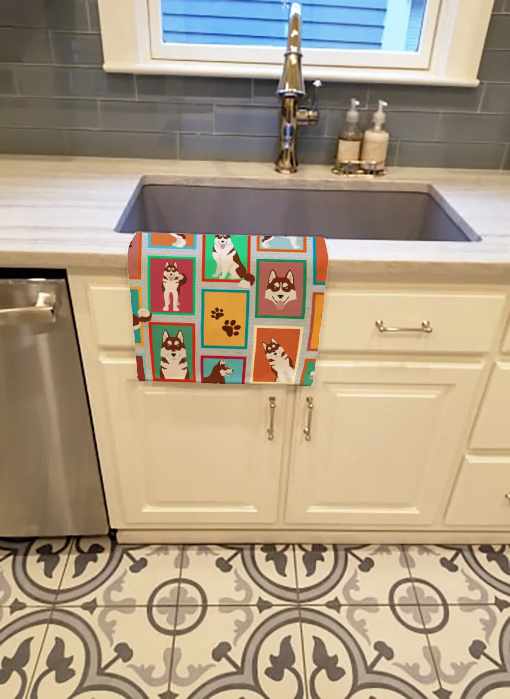 Lots Of Red Siberian Husky Kitchen Towel Dish Cloths Guest Hand Decorative - Image 3