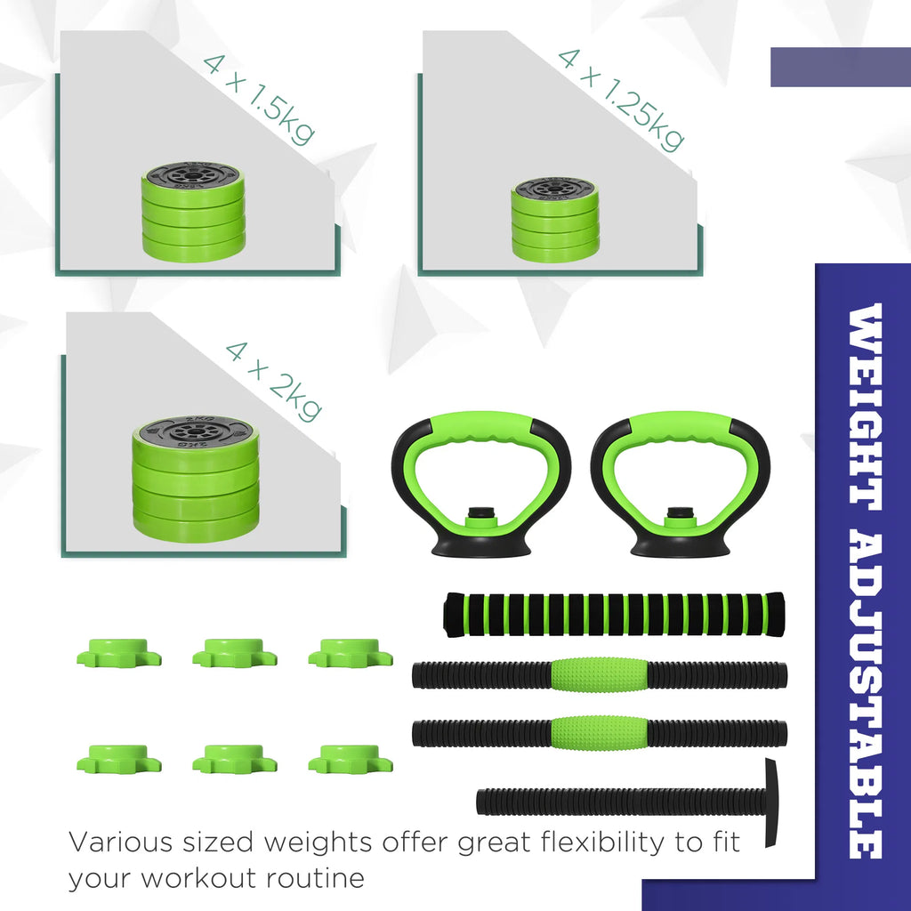 44lbs 4 in 1 Adjustable Weight Dumbbell Set Barbell Kettlebell Push Up - Image 2