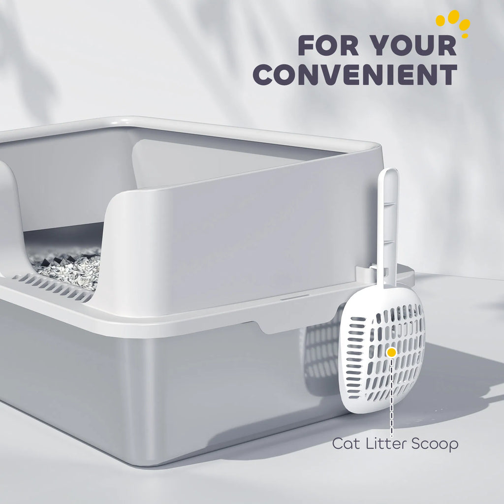 Stainless Steel Cat Litter Box with Lid with Scoop High Sided Non Stick &