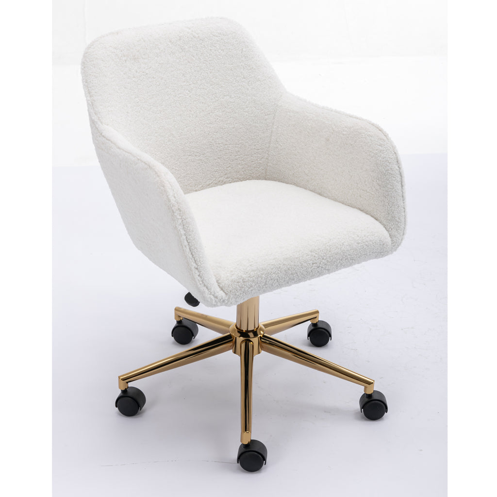 Modern Teddy Fabric Adjustable Height 360 Revolving Home Office Chair With Metal Legs
