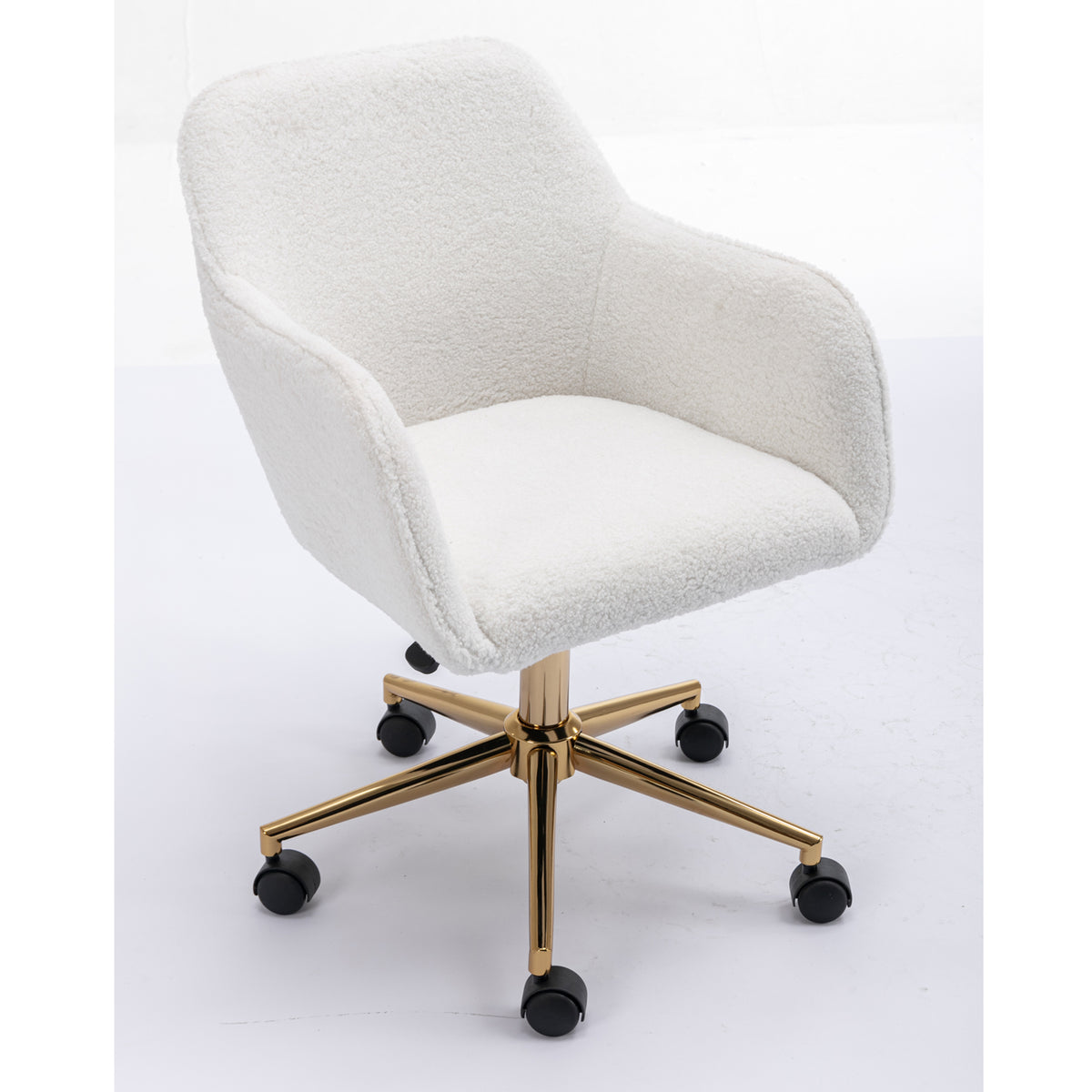 Modern Teddy Fabric Adjustable Height 360 Revolving Home Office Chair With Metal Legs