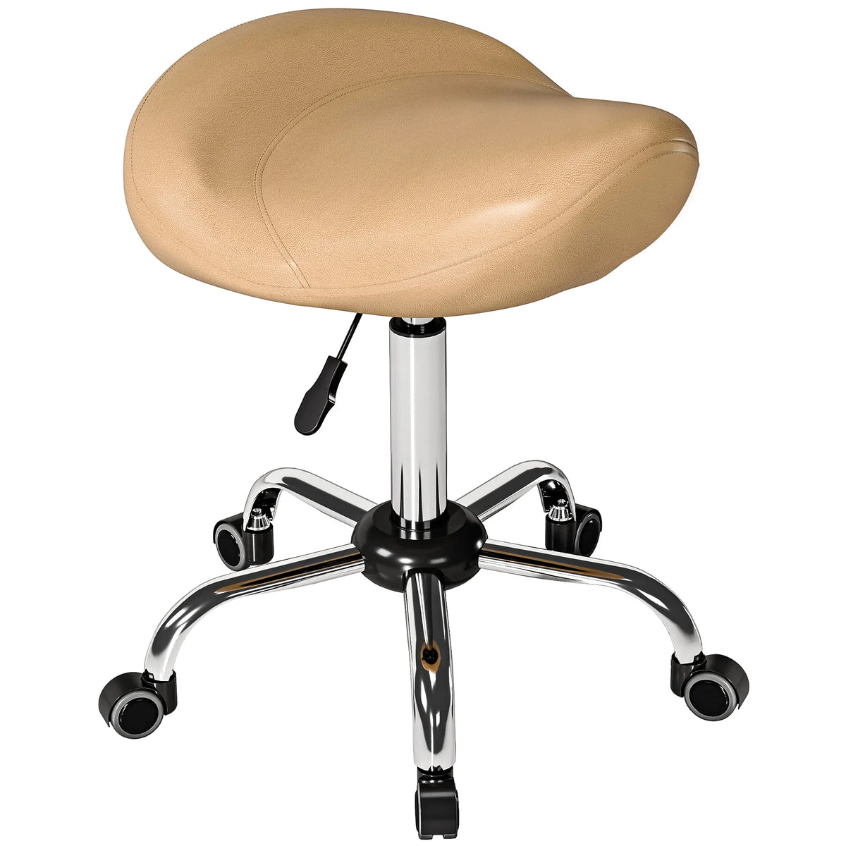 Saddle Stool Height Adjustable Rolling Salon Chair with PU Leather for