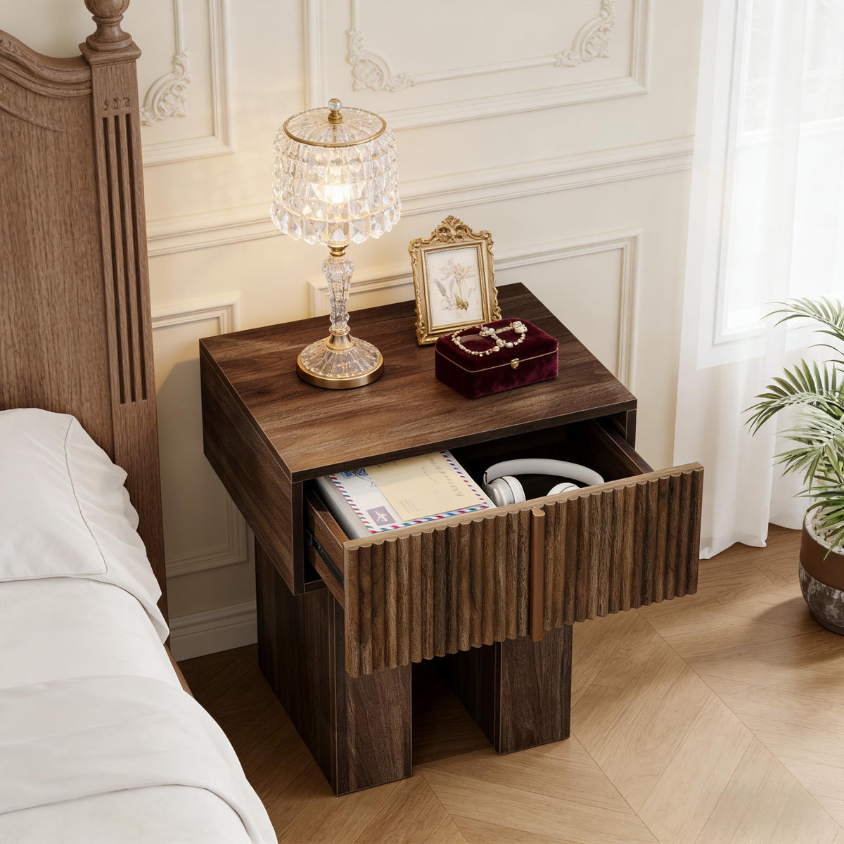 Fluted Storage Nightstand